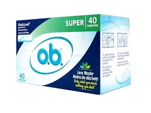 o.b. Tampons Super Absorbency Fluid-Lock Leak Protection 40 Count (1.5 oz) | Designed by a Woman Gynecologist thumbnail 3