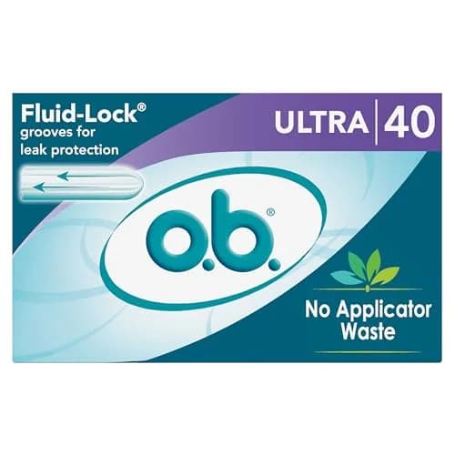 o.b. Tampons Ultra Absorbency, Fragrance-Free, 40 Count (1.8 oz) | Developed by a Gynecologist for Leak Protection thumbnail 1