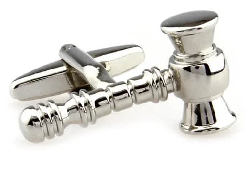 MRCUFF Law Gavel Mallet Judge Lawyer Mason Cufflinks with Presentation Gift Box & Polishing Cloth (Pair) thumbnail 1