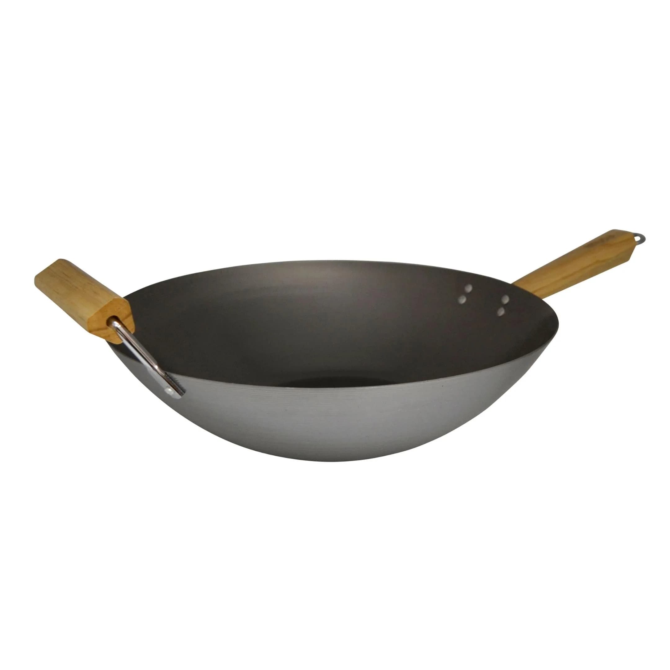 Imusa 14 Inch Carbon Steel Wok with Wood Handles | Versatile Asian Cooking Essential - main product image