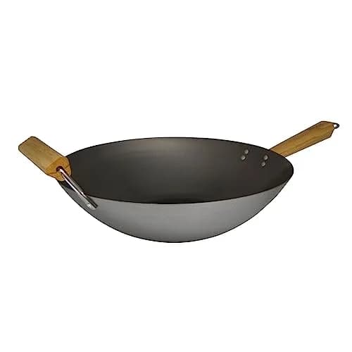 Imusa 14 Inch Carbon Steel Wok with Wood Handles | Versatile Asian Cooking Essential thumbnail 1