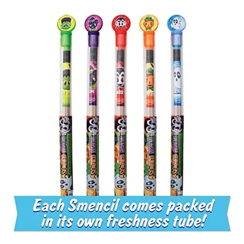Scentco Halloween Smencils HB #2 Patented Gourmet Scented Pencils 5 Count | Recycled Newspaper Pencils with Collectible Character Caps thumbnail 4