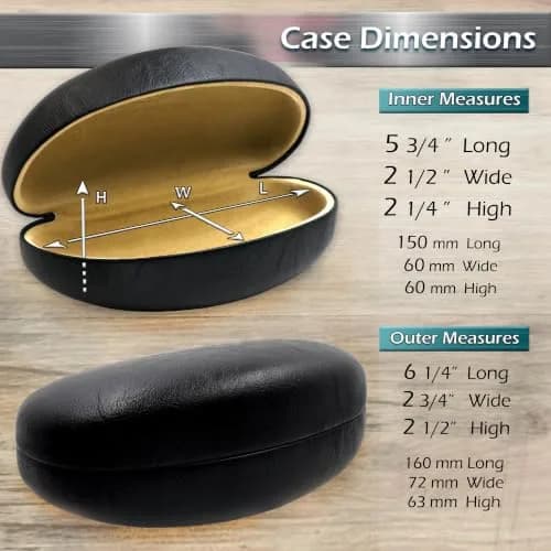 MyEyeglassCase Hard Sunglasses Case in Black Distressed faux leather | Large Fits Oversized Frames thumbnail 4