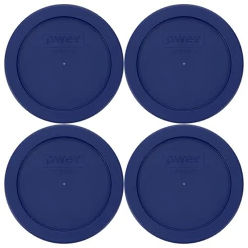 Pyrex 7200-PC (2-Cup) Blue Food Storage Lid (4-Pack) | Made in USA, BPA-Free, Microwave & Freezer Safe thumbnail 1