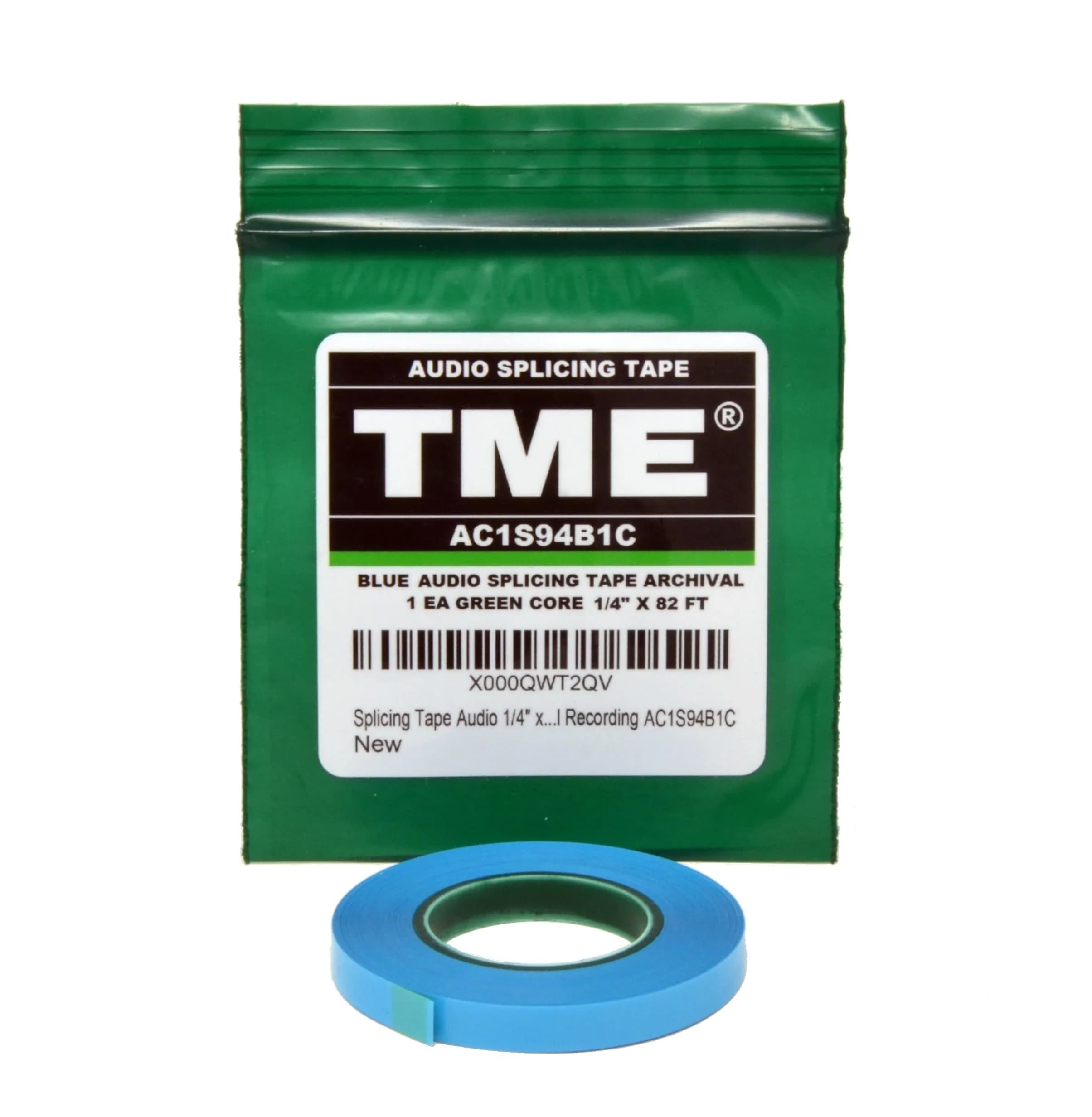 TME Open Reel Audio Splicing Tape Blue Color 1/4" x 82' Green Core | Archival Magnetic Tape Splicing — Green