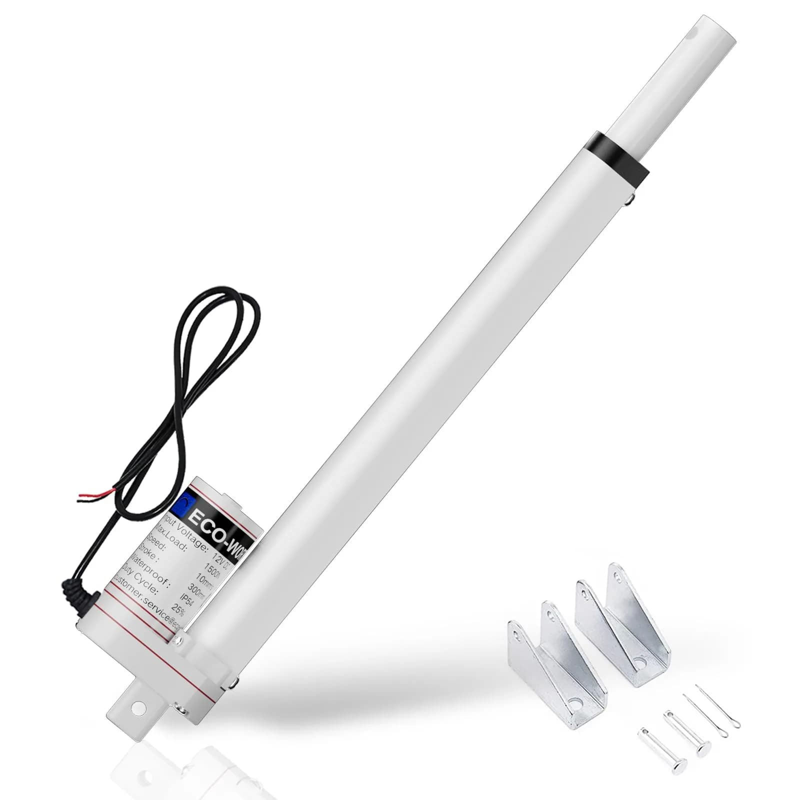 ECO-WORTHY Heavy Duty 330lbs/1500N Solar Tracker Linear Actuator 12V | Waterproof 300mm Stroke