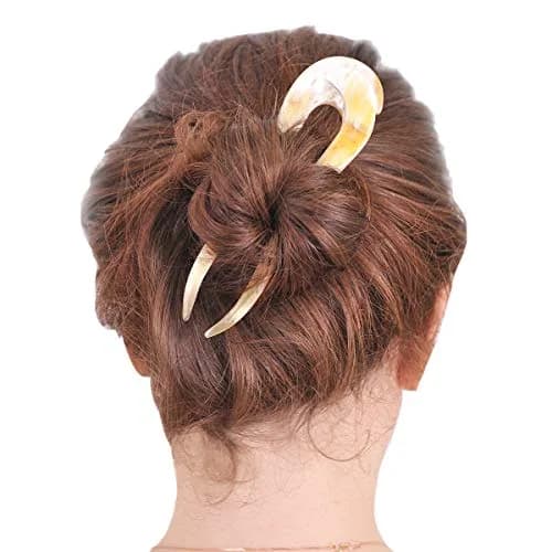 Marycrafts Buffalo Horn Hair Fork Hair Stick Hairpin Hair Accessories | Hand Carved Organic Horn, Gentle & Durable (14cm) thumbnail 3