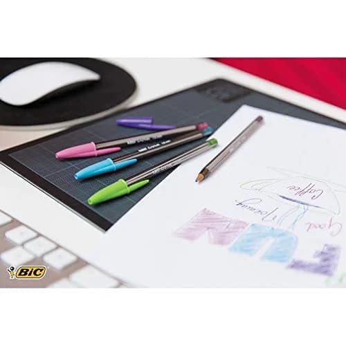 BIC Cristal Fun Ballpoint Pens with 5 Assorted Ink Colours | Wide 1.6mm Point, Pack of 10 for Bright, Flawless Writing thumbnail 5