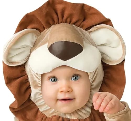 Fun World Lovable Lion Infant Costume Tan X-Small | Hooded Neck Jumpsuit with Snaps thumbnail 2