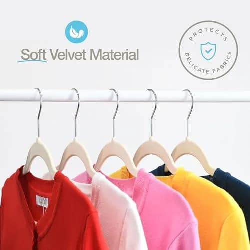HOME IT Premium Velvet Hangers 50 Pack - Ivory Slim Non-Slip Felt Hangers for Closet Organization thumbnail 5