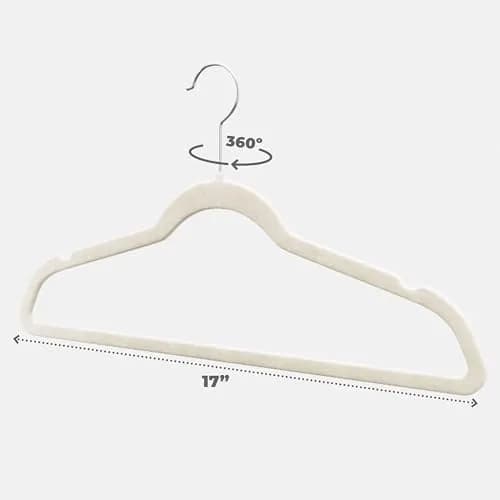 HOME IT Premium Velvet Hangers 50 Pack - Ivory Slim Non-Slip Felt Hangers for Closet Organization thumbnail 6