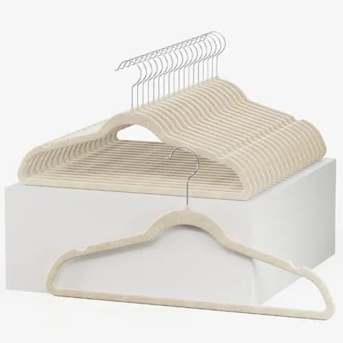 HOME IT Premium Velvet Hangers 50 Pack - Ivory Slim Non-Slip Felt Hangers for Closet Organization thumbnail 8