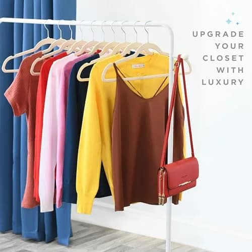 HOME IT Premium Velvet Hangers 50 Pack - Ivory Slim Non-Slip Felt Hangers for Closet Organization thumbnail 2