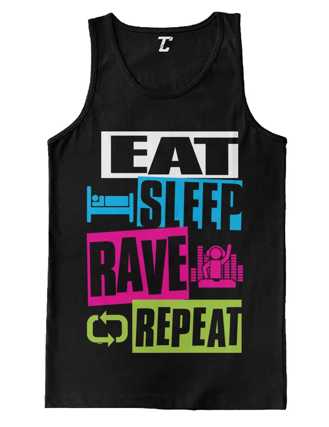 Tcombo Men's Tank Top Black Small | Neon Rave Music Design, Athletic Fit