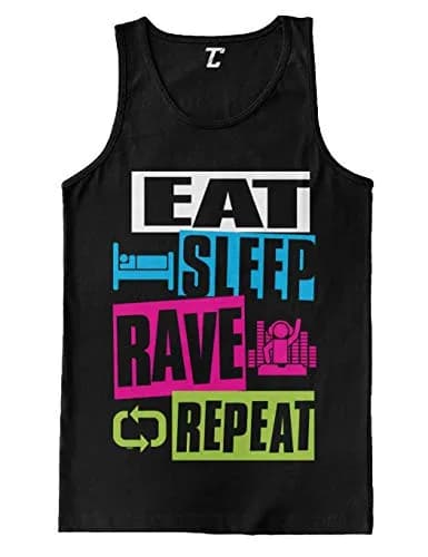 Tcombo Men's Tank Top Black Small | Neon Rave Music Design, Athletic Fit thumbnail 1