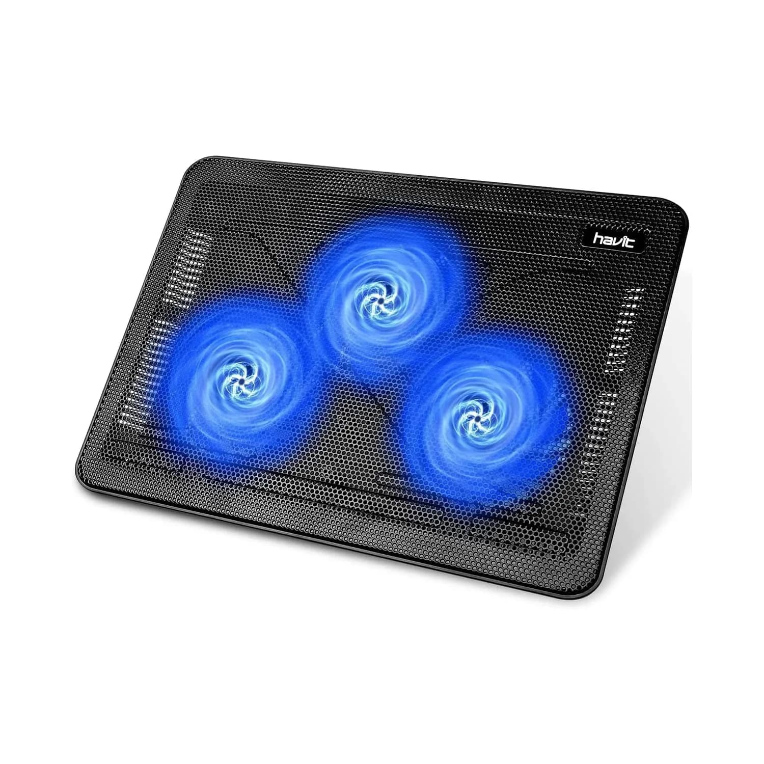 havit HV-F2056 Laptop Cooling Pad for 15.6-17 Inch Laptops, Black | 3 Quiet USB-Powered Fans, Ergonomic Stand