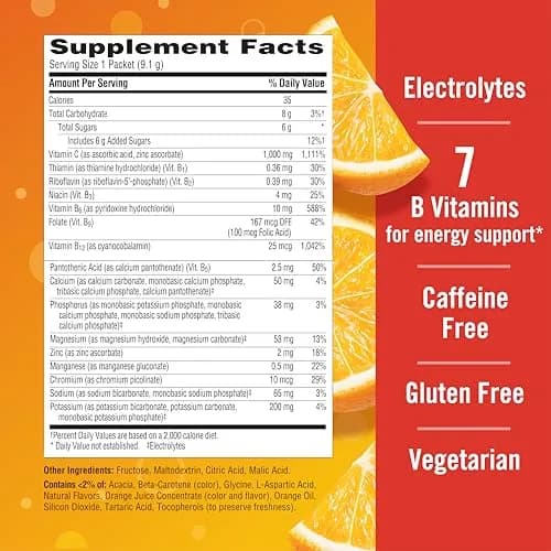 Emergen-C Super Orange 1000mg Vitamin C Powder 60 Count (19.2 oz) | Daily Immune Support with Zinc & B Vitamins thumbnail 7