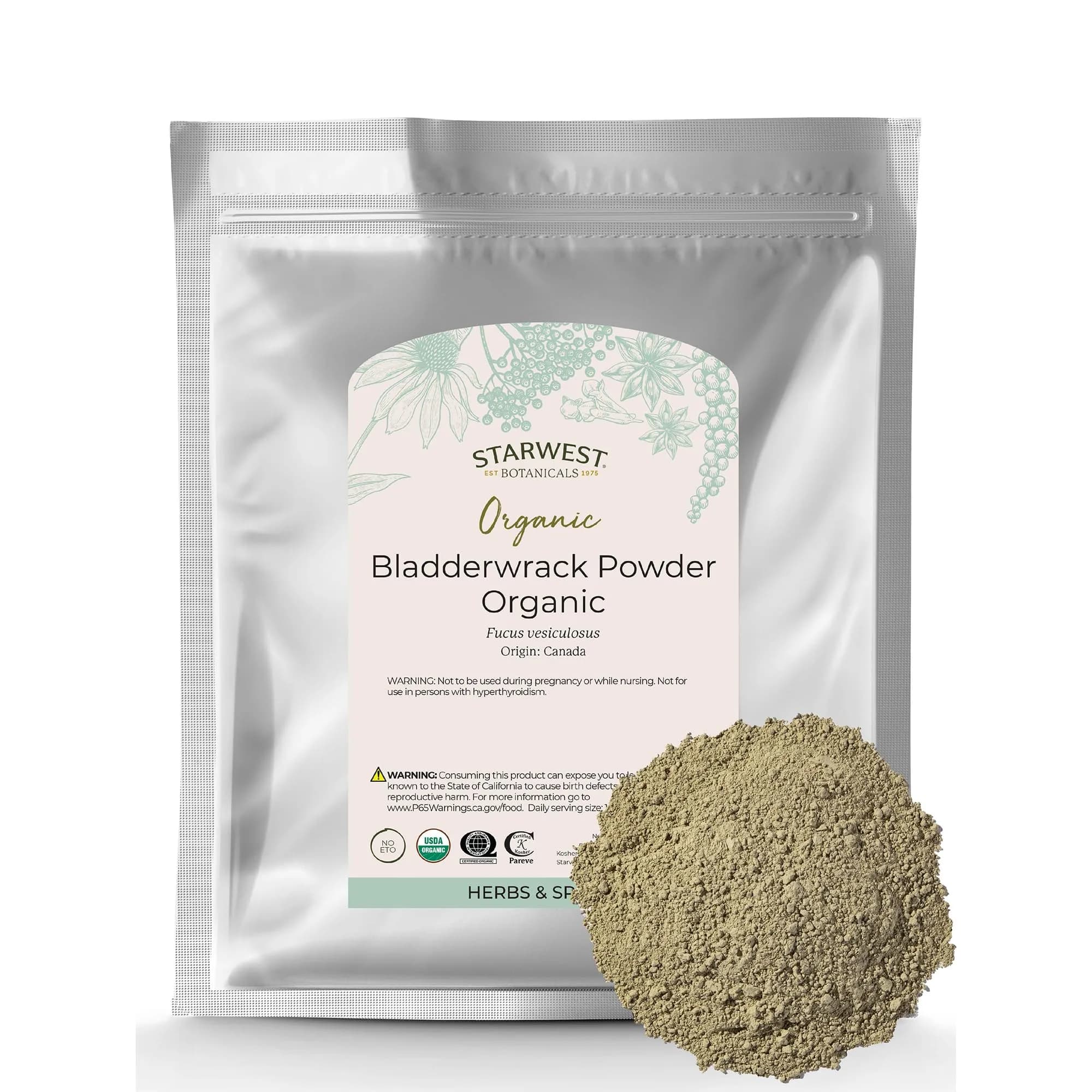 Starwest Botanicals Organic Bladderwrack Powder 454 g (1 lb) | USDA Certified Organic Seaweed Herb