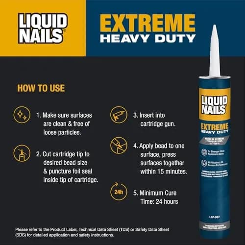 Liquid Nails LN-907 10 oz White Heavy Duty Construction Adhesive | Extreme All-Weather Bonding thumbnail 4