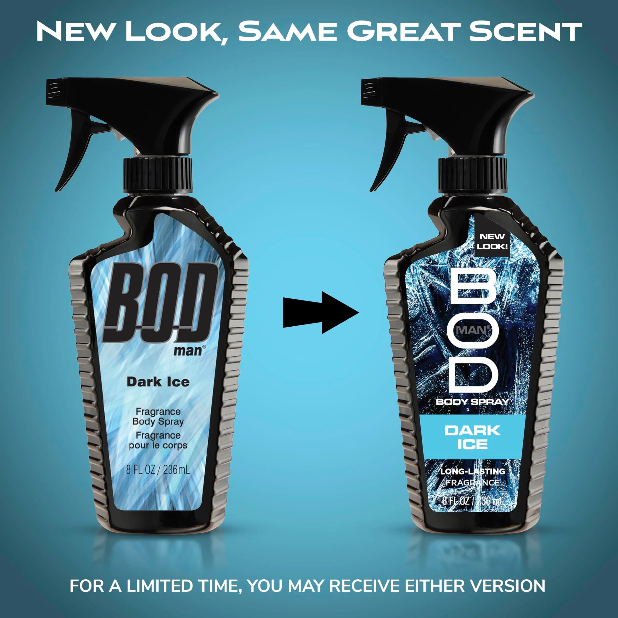 BOD man Dark Ice Fragrance Body Spray 236ml (8 fl oz) | Masculine Aquatic Scent - view 2