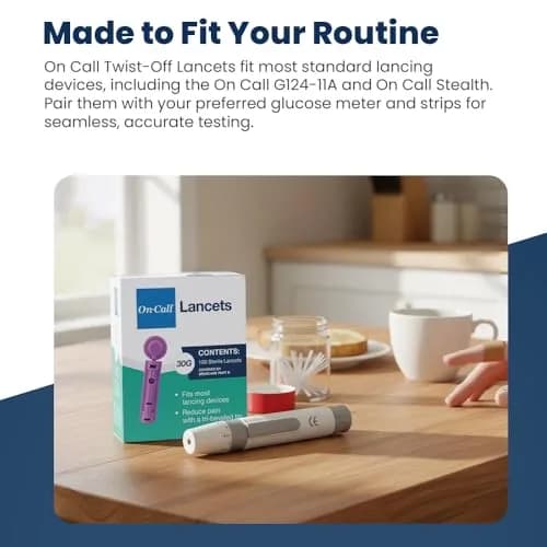 On Call Twist Off Lancets, 100 Lancets | Precise, Safe & Compatible for Blood Glucose Testing thumbnail 6
