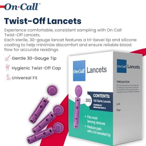 On Call Twist Off Lancets, 100 Lancets | Precise, Safe & Compatible for Blood Glucose Testing thumbnail 2