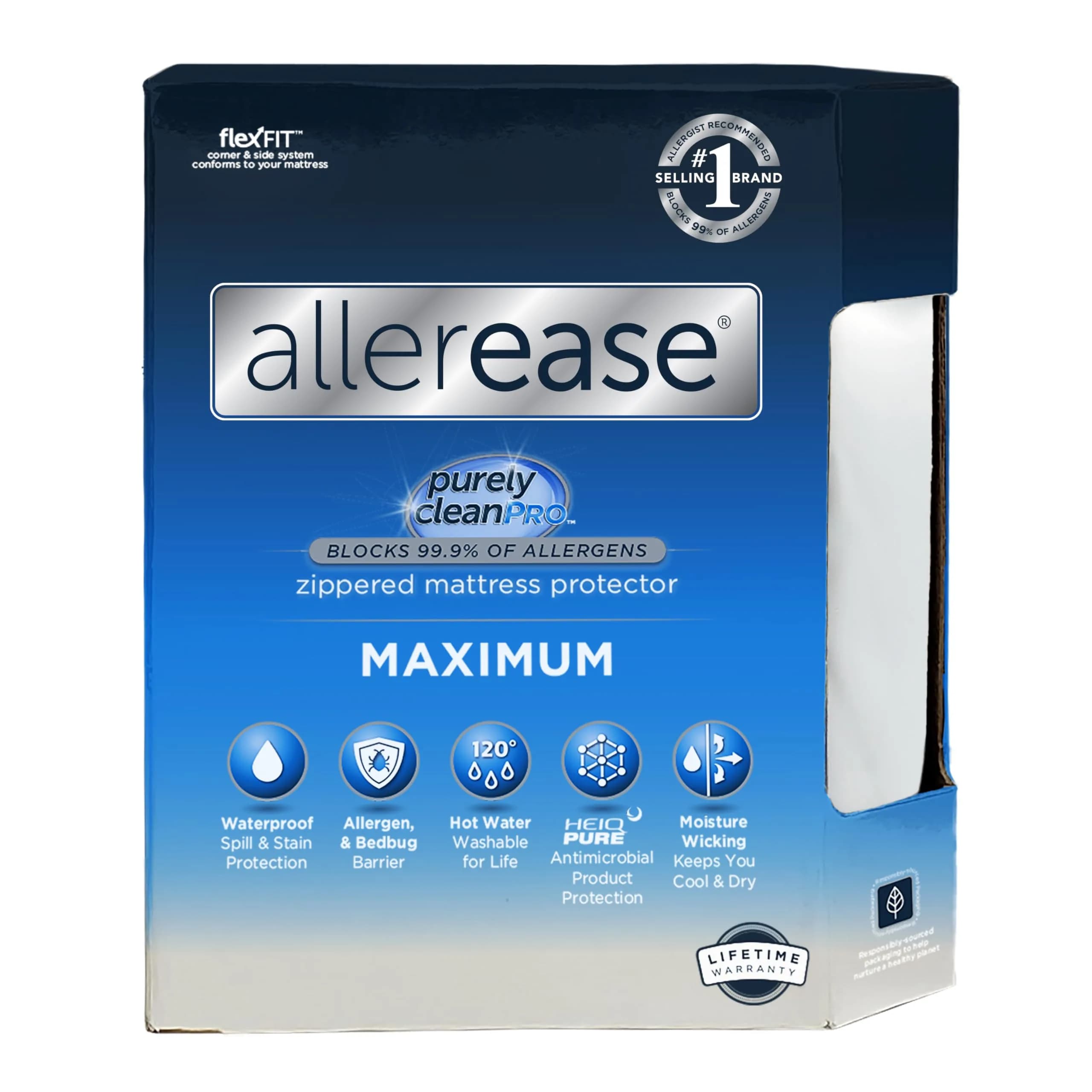 Aller-Ease Maximum Allergy Mattress Protector Twin Size | Waterproof, Breathable, Zippered - main product image