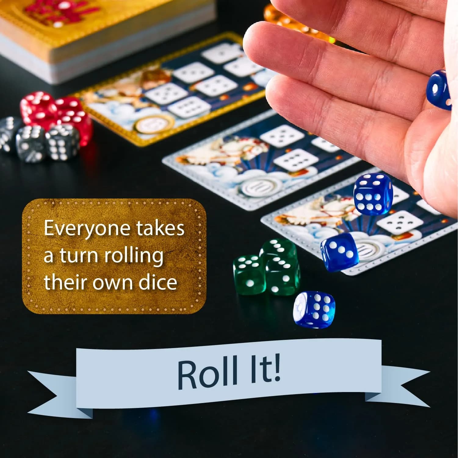 Calliope Roll for It! Deluxe Edition Dice Card Game 15.2cm (6in) | Strategy Game for 2-8 Players - view 3