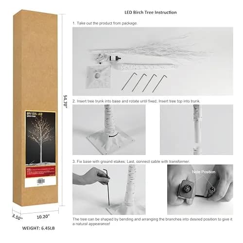 LIGHTSHARE 8FT Birch Tree with 132 LED Lights | Indoor & Outdoor Festival Decor (70-120 chars) thumbnail 5
