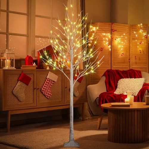 LIGHTSHARE 8FT Birch Tree with 132 LED Lights | Indoor & Outdoor Festival Decor (70-120 chars) thumbnail 2
