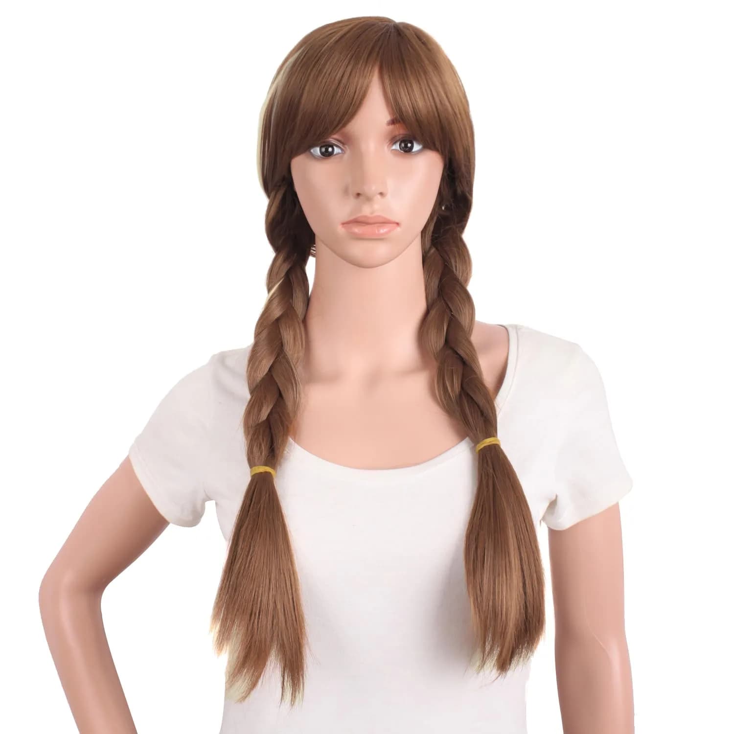 MapofBeauty 28 Inch Long Hair Cosplay Costume Anime Wig, Brown/Light Brown | 70 cm Wig for Adults — Dark Brown/Light Brown