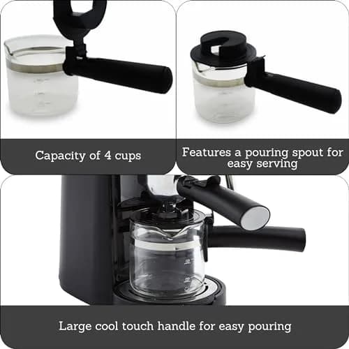 Imusa 4 Cup Glass Replacement Carafe with Black Handle for Coffeemaker | Elegant & Compatible thumbnail 2