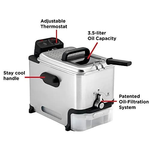T-Fal Deep Fryer with Basket 3.5L | Oil Filtration & Temp Control for Crispy Results thumbnail 6