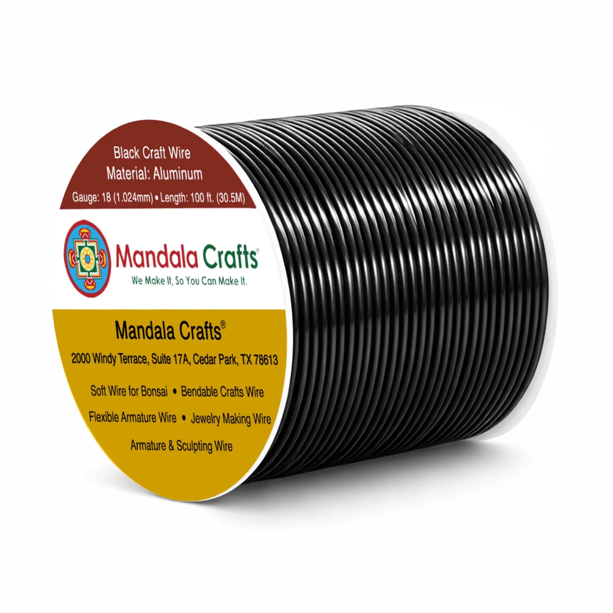 Mandala Crafts 18 Gauge Black Anodized Aluminum Craft Wire | Durable, Shapeable & Versatile for Jewelry & Art Projects