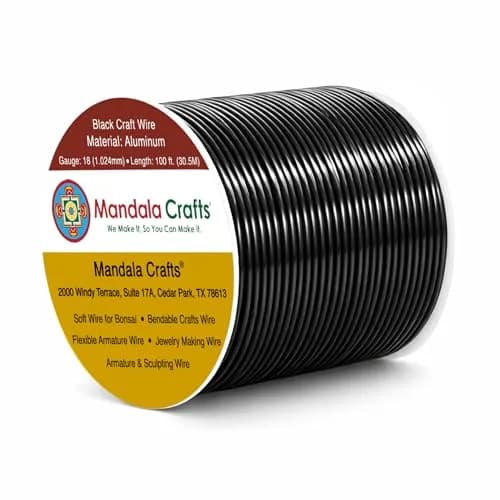 Mandala Crafts 18 Gauge Black Anodized Aluminum Craft Wire | Durable, Shapeable & Versatile for Jewelry & Art Projects thumbnail 1