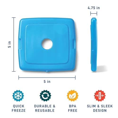 Fit & Fresh Cool Coolers Kids Ice Packs 8 Pack Blue | Slim, Reusable & Long-Lasting Ice Packs for Lunch & Camping thumbnail 3
