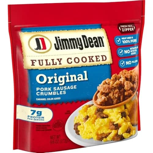 Jimmy Dean Fully Cooked Original Sausage Crumbles 9.6 oz | Premium Pork, Ready in Minutes thumbnail 4