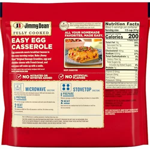 Jimmy Dean Fully Cooked Original Sausage Crumbles 9.6 oz | Premium Pork, Ready in Minutes thumbnail 2