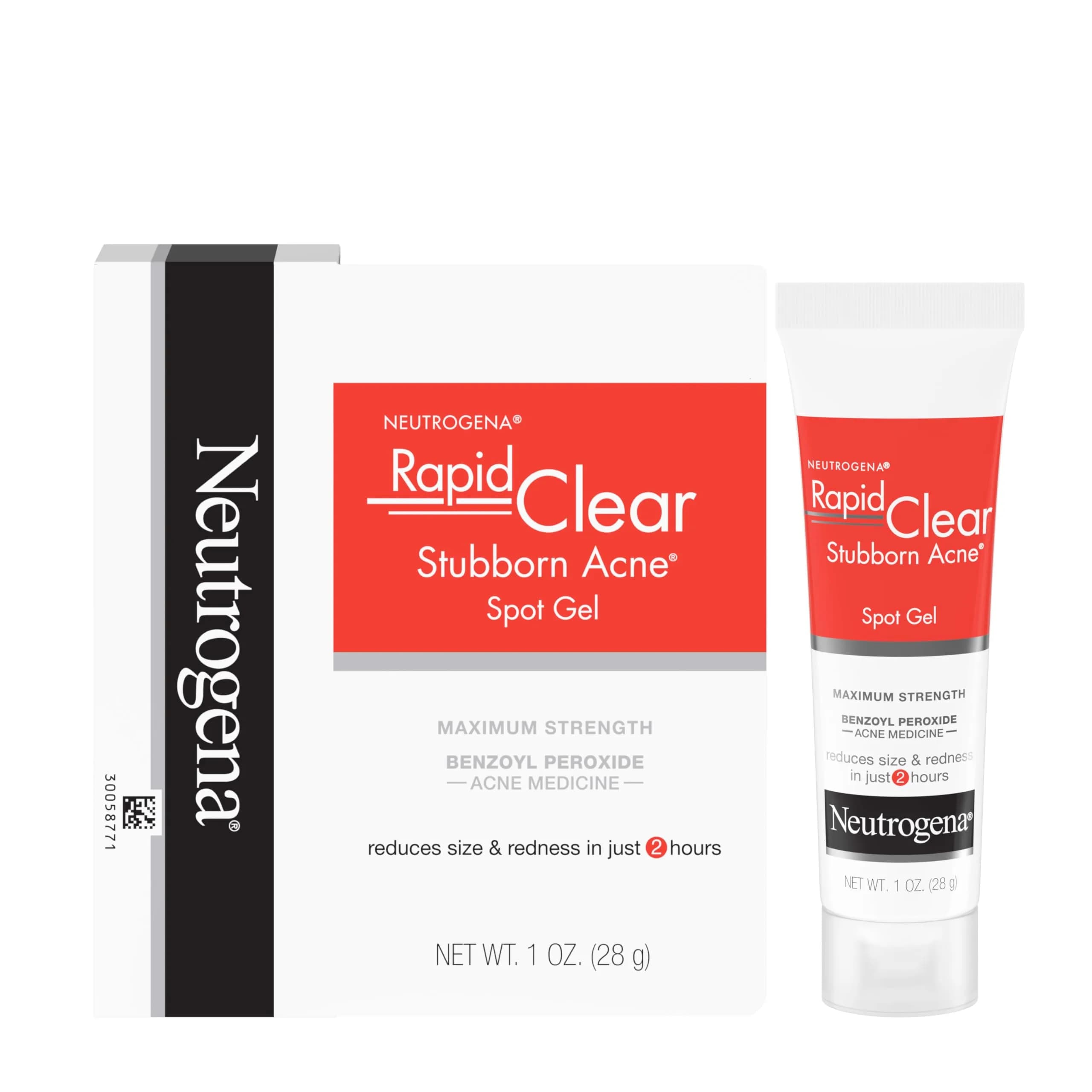 Neutrogena Rapid Clear Stubborn Acne Spot Treatment Gel 1 oz | Maximum Strength 10% Benzoyl Peroxide for Acne Prone Skin - main product image