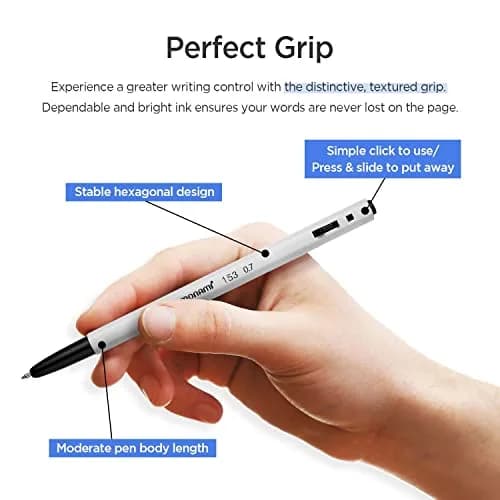 MONAMI BP 153 Retractable Ballpoint Pen, Fine Point (0.7mm), Blue, 12-Count | Smooth Ink Flow thumbnail 6