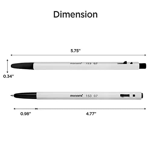 MONAMI BP 153 Retractable Ballpoint Pen, Fine Point (0.7mm), Blue, 12-Count | Smooth Ink Flow thumbnail 7
