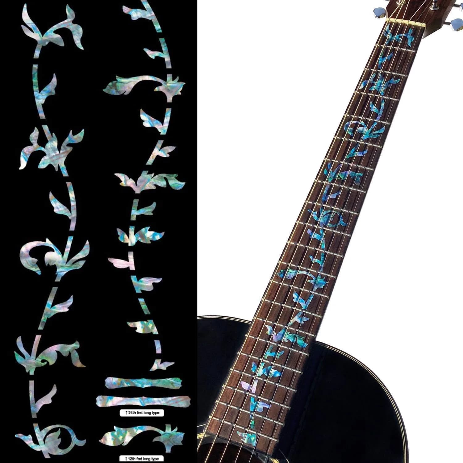 Inlaystickers Tree of Life Guitar Fret Markers - Abalone Mix (1 Sticker Sheet) | Realistic Inlay Look - main product image