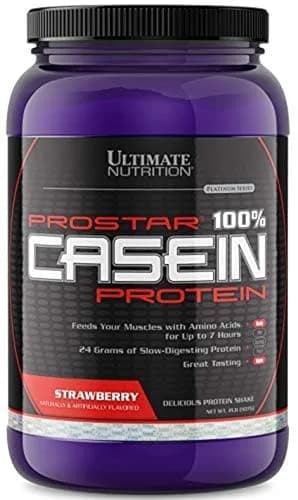 Ultimate Nutrition Prostar 100% Casein Protein Powder, Strawberry, 2lb | Slow-Release Nighttime Protein thumbnail 1