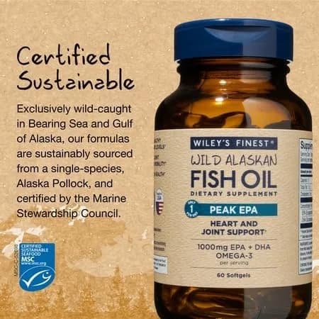 Wiley's Finest Wild Alaskan Fish Oil Peak EPA, 60 Count | High Potency Omega-3 Support thumbnail 7