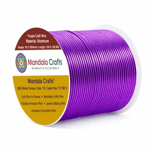 Mandala Crafts 18 Gauge Purple Anodized Aluminum Craft Wire, 100 FT | Durable, Shapeable & Tarnish-Resistant thumbnail 1