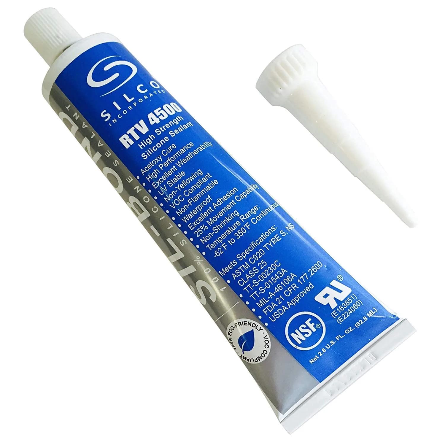 Silco Incorporated Food Contact Safe RTV Silicone Sealant Clear 80ml (2.8 Fl Oz) | NSF/ANSI Standard 51 Approved