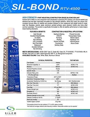 Silco Incorporated Food Contact Safe RTV Silicone Sealant Clear 80ml (2.8 Fl Oz) | NSF/ANSI Standard 51 Approved thumbnail 3