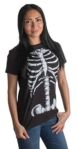 Ann Arbor T-shirt Co. Skeleton Rib Cage Jumbo Print Novelty Halloween Costume T-Shirt - Women's Large Black thumbnail 1