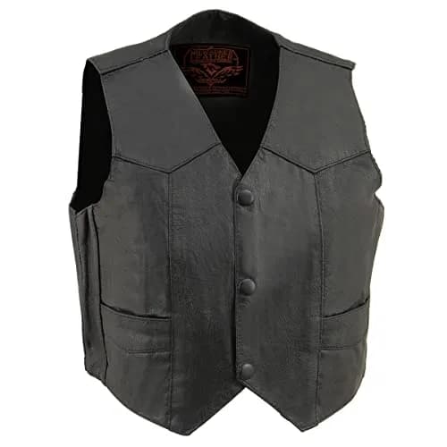 Milwaukee Leather Boys Motorcycle Vest Black X-Large | Classic Leather Design thumbnail 1