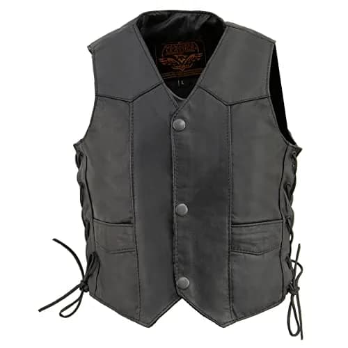 Milwaukee Leather SH2011L Kids Black Classic Side Lace Leather Vest Medium | High-Grade Leather, Classic Style, All Seasons thumbnail 6